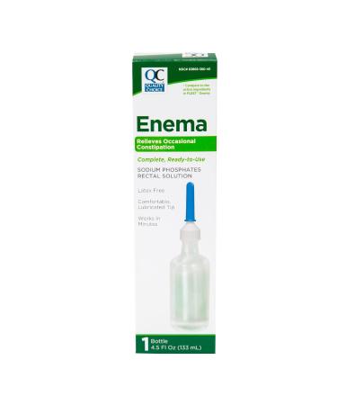 Quality Choice Enema Relieves Occasional Constipation Complete & Ready to Use Sodium Phosphates Rectal Solution Latex Free Comfortable Lubricated Tip
