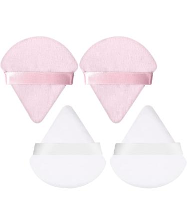Ainiv 4 PCS Triangle Makeup Puff Set | Reusable Soft Powder Sponge | Dual-Use Cosmetic Puff | for Loose Powder & Foundation | Pink + White - Buy Online on GoSupps.com