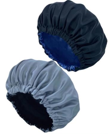 2 Pack Bonnet Silk Bonnet Satin Bonnet Silk Bonnet for Sleeping Hair Bonnet for Sleeping Oversized Reversible Adjustable Nightcap Satin Hair Bonnet for Sleeping Silk Hair Bonnet Bonnets Hair Bonnet Black And Grey - Buy Online on GoSupps.com