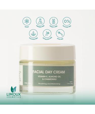 Limoux Moisturizing Day Cream 1.7 oz - Anti-Aging Nourishing Formula with Vitamin E Almonds & Chamomile - Paraben-Free Cruelty-Free Vegan for All Skin Types - Buy Online on GoSupps.com