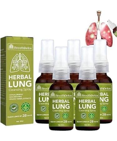 2024 New 1/2/3/4/5Pcs GFOUK BreathDetox Herbal Lung Cleansing Spray - Herbal Lung Cleanse Spray | Breath Detox Herbal Lung Cleansing Spray | Herbal Lung Cleanse Mist | Powerful Lung Support - 30ml (5pcs)
