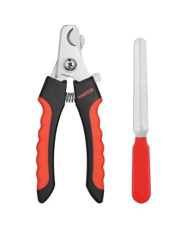 HAWATOUR Dog Nail Clippers, Professional Pet Nail Clipper & Trimmers with Safety Guard to Avoid Over Cutting, Grooming Razor with Nail File for Medium and Large Dog and Cat Red
