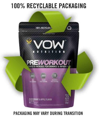 VOW Pre Workout Advanced Complex with Creatine, Beta Alanine, and Caffeine - Improve Energy & Focus - Blackcurrant & Apple Flavor - Buy Online on GoSupps.com