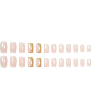 SINLOV Short Square Fake Nails Flower Glossy Press on False Nails Pink Nude Ballerina Artificial Finger Nails French Full Cover False Nails for Women and Girls - Buy Online on GoSupps.com