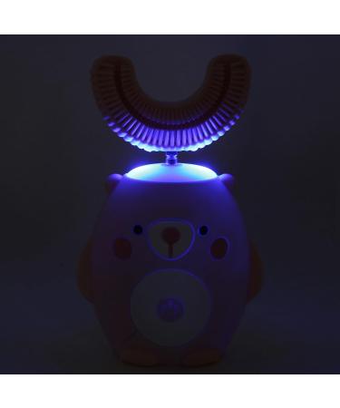Kids U-Shaped Electric Toothbrush - Cute Cartoon Bear Design IPX7 Waterproof Automatic Tooth Whitening Oral Care (Pink) - Buy Online on GoSupps.com