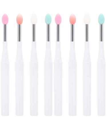 minkissy 8 Pcs Silicone lip brush with lid make up brush silicone brush Lip Balm Silicone Lip wand makeup tools mascara wand eye smudge brush sequins Miss eyes 11.4x1cmx2pcs As Shownx2pcs