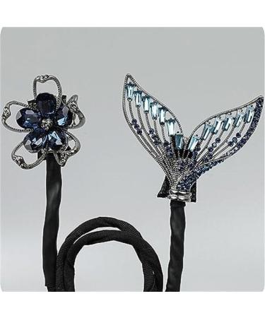 2Pcs Whale Tail Rhinestone Flower Hair Clip Rhinestone Flower Hair Clip Lazy Hair Curler Deft Bun Maker New French Whale Tail Twist Bun Hairstyle Shaper (Feather+Fishtail) - Buy Online on GoSupps.com
