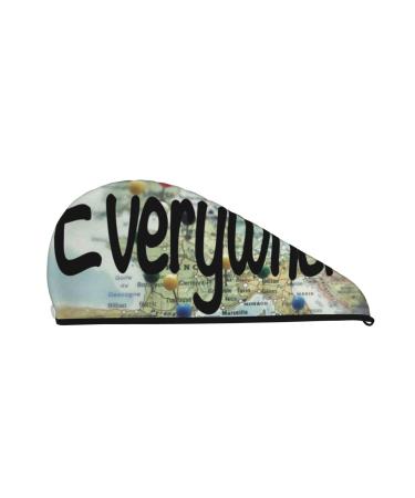 I Haven't been Everywhere But Its On My List Microfiber Hair Towel Soft Super Absorbent Hair Towel Wrap for Women Coral Velvet Quick Dry Hair Cap for Long Curly and Thick Hair