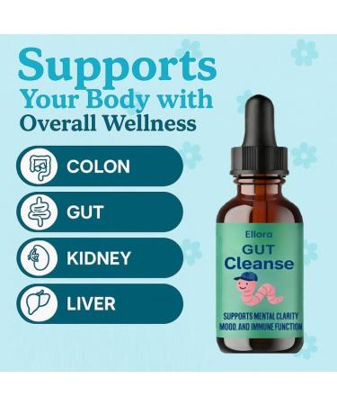 Ellora Gut Cleanse Drops Gentle Gut and Colon Support for Black Walnut Hull Wormwood Clove Oregano Licorice Root | 30 Servings 1 - Buy Online on GoSupps.com