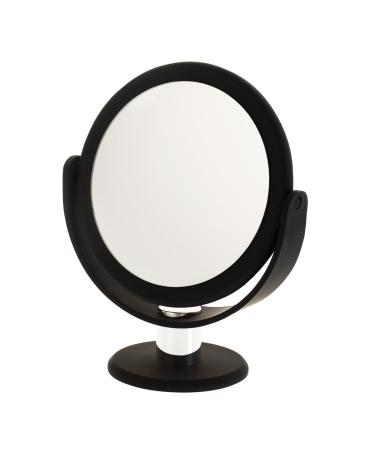 Danielle Creations Soft Touch Black Round Vanity Mirror  10X Magnification Silver Black Die-Cut Floral
