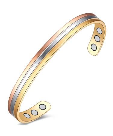 Vicmag Copper Bracelet for Women Men Magnetic Bracelet 6X Ultra Strength Magnets 99.99% Solid Pure Copper Adjustable Size with Gift Box (Tricolor) - Buy Online on GoSupps.com