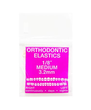Orthodontic Intraoral Elastics - 10 bag x 100pcs - Medium 1/8" 4.5 oz 3.2mm Surgical Latex - 1000pcs Dental natural material - Made in USA - Orthodentalusa Corp.