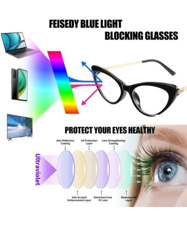 FEISEDY Cat Eye Glasses for Women - Vintage Fashion & Blue Light Blocking - Classic B2363 Bright Black Frame - Buy Online on GoSupps.com