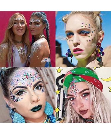 Halloween Mermaid Crystal Face Stickers - 4 Sets Rhinestone Festival Jewels for Women and Kids - Cosplay Fairy Costume Accessories - Buy Online on GoSupps.com