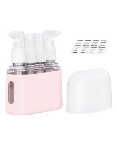 Travel Bottles, Leak Proof Containers For Toiletries TSA Approved Airplane Accessories Kits For Liquid With Labels Pack of 4 - Pink