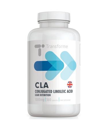 CLA 1000mg 360 Capsules CLA in Cold Pressed Safflower Oil Softgels Best Absorption & Potency Gluten Free by Transforme
