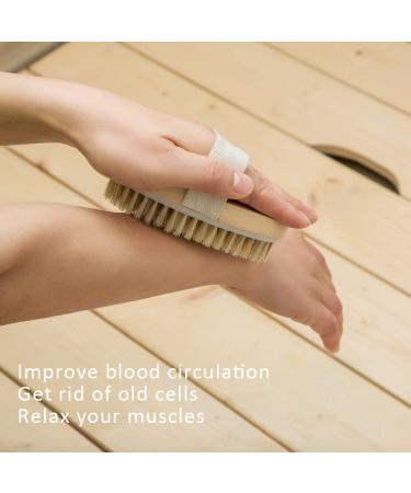 2-Pack Body Brush Set - Sourcetone Natural Wild Boar Bristle Massage Brushes for Soft Glowing Skin - Wet & Dry Use - Buy Online on GoSupps.com