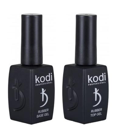Kodi Professional SET 2in1 Rubber BASE 12ml. (0.4 Fl Oz) + Rubber TOP 12ml. with sticky layer (0.4 Fl Oz) Gel LED/UV Nail 0.40 Fl Oz (Pack of 2)