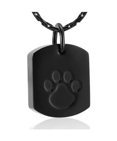 constantlife Cremation Jewelry for Ashes Animal Paw Design Memorial Ashes Urn Necklace Stainless Steel Pendant Dog Tag Ashes Holder Keepsake Jewelry for Pets Human (Black)