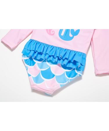 Bonverano Baby Girls Swimsuit UPF 50+ Long-Sleeve Mermaid One Piece - 3-6 Months - Buy Online on GoSupps.com