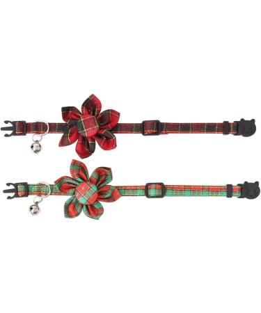 Lamphyface Christmas Cat Collar with Bandana & Bell | Adjustable Breakaway Safety Collar for Kitty Plaid Flower Design - Buy Online on GoSupps.com