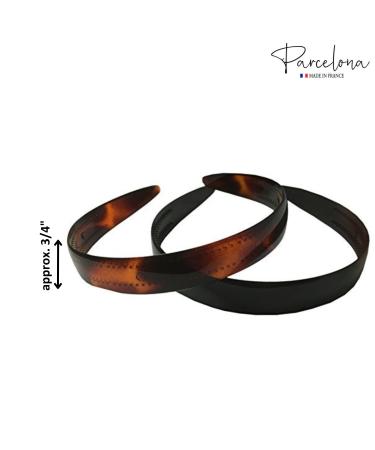 Parcelona French Wide 3/4 Shell Brown and Black Celluloid Headbands for Women - Set of 2 - Buy Online on GoSupps.com