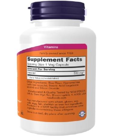 Buy Now Foods Inositol 500mg - 100 Capsules | Premium Quality Supplements for International Shipping - Buy Online on GoSupps.com