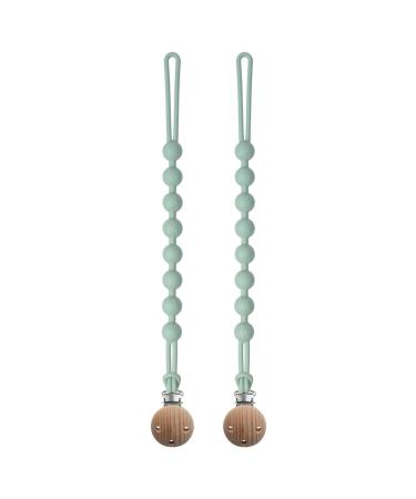 Pacifier chain made of silicone seposve 2-pack pacifier pacifier chain boys and girls pacifier clip chain keeps pacifier clean soft flexible durable-high robustness 2 green