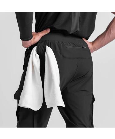 ZACAGO Men's Lightweight Cargo High Rib Jogger Slim Fit Pants - Large Black - Buy Online on GoSupps.com