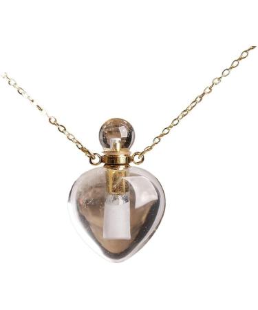 Elegant Heart Stone Essential Oil Pendant Necklace - Roses Amethysts Quartz & Labradorite - Perfect Jewelry Gift for Women - Buy Online on GoSupps.com