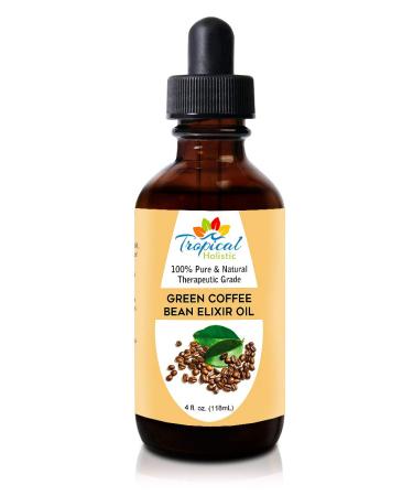 Green Coffee Bean Elixir Oil 4 oz -100% Pure Unrefined Blended Total Body Massage Oil for Cellulite, Weight Loss, Massage, Smoother, Firmer Skin