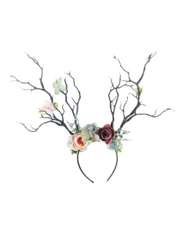 TOVINANNA Antler Branch Headband Christmas Hairband Antler Hair Hoop Christmas Head Prop Christmas Headwear Christmas Headdress Flower Headdress Elk Hair Hoop Xmas Hair Accessory