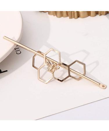 Dainty Geometric Bee Hair Sticks - 2Pcs Minimalist Gold & Silver Hairpins for Chignon Buns | Women's Hair Accessories - Buy Online on GoSupps.com