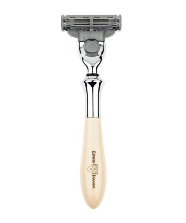 Edwin Jagger Plaza Imitation Black Marble Handle For A Gillette Mach3 Razor Cartridge (Imitation Ivory)