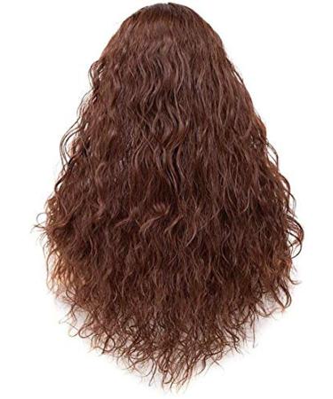 24-Inch Long Curly Dark Brown Synthetic Wig for Women - Free Wig Cap Included | Stylish Middle Part Hair - Buy Online on GoSupps.com