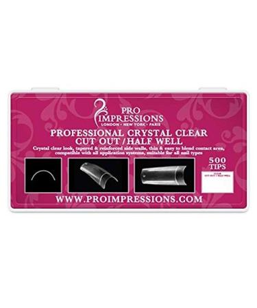 Pro Impressions Advance Crystal Clear Cut Out/Half Well 50 Nail Tips Size 7
