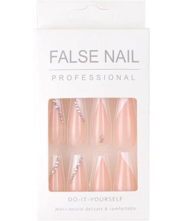 RUNRAYAY Pink & White French Rhinestone Fake Nails Long Press on Nails Art Kit for Women & Girls - Buy Online on GoSupps.com