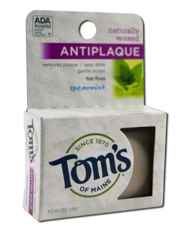 Tom's of Maine Naturally Waxed Anti-Plaque Flat Floss Spearmint 32 Yards (Pack of 3)3