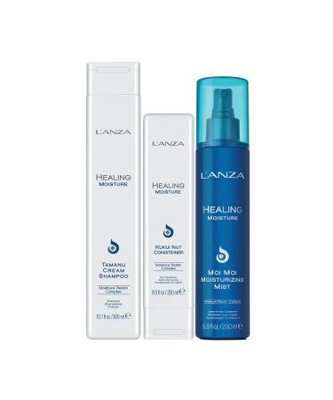 L ANZA Ultimate Hydration Hair Care Kit - Moisturizing Shampoo & Conditioner Set with Moi Moi Mist | Ideal Birthday Gifts for Women - 10.1/8.5/6.8 Fl Oz - Buy Online on GoSupps.com