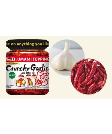 S&B Mild Chili Oil with Crunchy Garlic 3.88 Ounce(110g) 2 Pack Value Bundle Bonus Cleaning Sponge - Buy Online on GoSupps.com