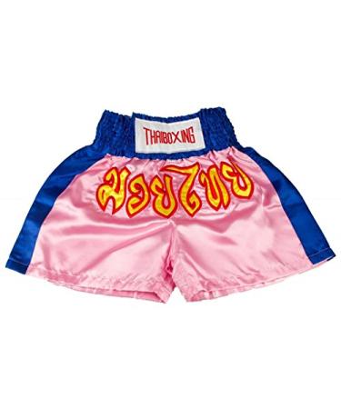 LOFBAZ Muay Thai Boxing Shorts Kick Boxing Trunks Satin Size M-3XL 3X-Large Pink & Blue