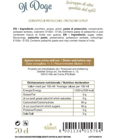 IL DOGE Pistachio Syrup 70cl - 700ml (Pack of 1) | Premium Pistachio Flavored Syrup - Buy Online on GoSupps.com