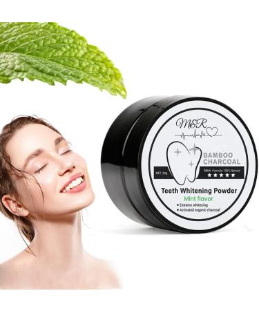 Organic Activated Charcoal Teeth Whitening Powder + Bamboo Toothbrush | 30g Coconut Charcoal Teeth Stain Remover | Fresh Mint Taste - Buy Online on GoSupps.com