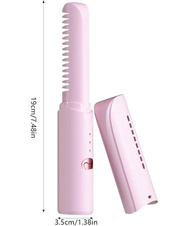 Rechargeable Wireless Hair Straightener Comb - 3 Temperature Levels Portable Hair Straightening Brush & Curler (Pink) - International Shipping Available - Buy Online on GoSupps.com
