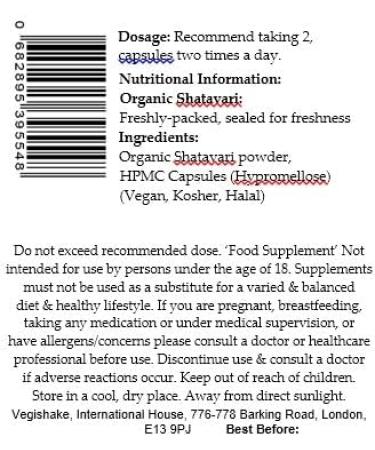 Organic Shatavari HPMC Capsules 800mg Wellness Supplements Hormonal Balance - Male/Female Reproductive Hormones - Libido Vegan Halal Kosher (30 Capsules) - Buy Online on GoSupps.com
