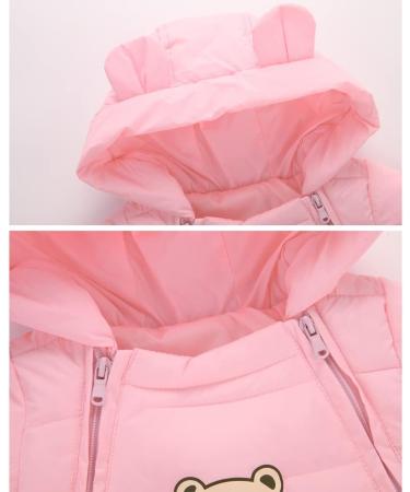 JiAmy Baby Snowsuit Hooded Romper | Cartoon Bear Winter Outfit | Pink | 6-12 Months - Buy Online on GoSupps.com