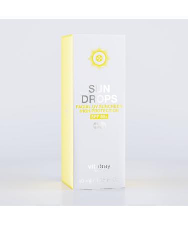 VITABAY Sun Drops Face LSF 50 - Waterproof SPF 50 Sunscreen Anti-Aging UV Protection - 40ml Sunfluid for All Skin Types - Buy Online on GoSupps.com