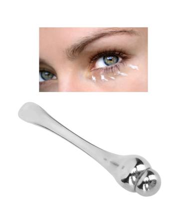 Metal Eye Cream Applicator Roller Wand Stick Silver Zinc Alloy Eye Cream Spatula Scraping Massage Tool for Reducing Puffiness Wrinkle Dark Circles