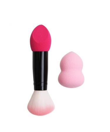 KEYVOR Beauty Egg 1 Set Professional Makeup Brush 2 Heads Blusher Brush Makeup Blender Beauty Sponge Cosmetic Puff Foundation Powder Make Up Tools Makeup Sponge (Size : Rose red- Pink)