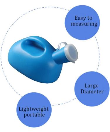 Portable Mens Potty 2000ML Large Male Urine Bottles with Lid Leakproof Pee Bottle Urine Collector for Hospital/Home/Camping/Car/Travel Blue - Buy Online on GoSupps.com